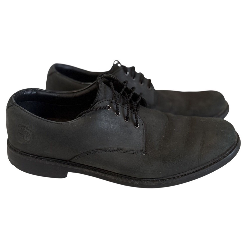 Timberland Stormbuck Waterproof Mens Black Leather Derby Shoes Lace Up Sz 10.5